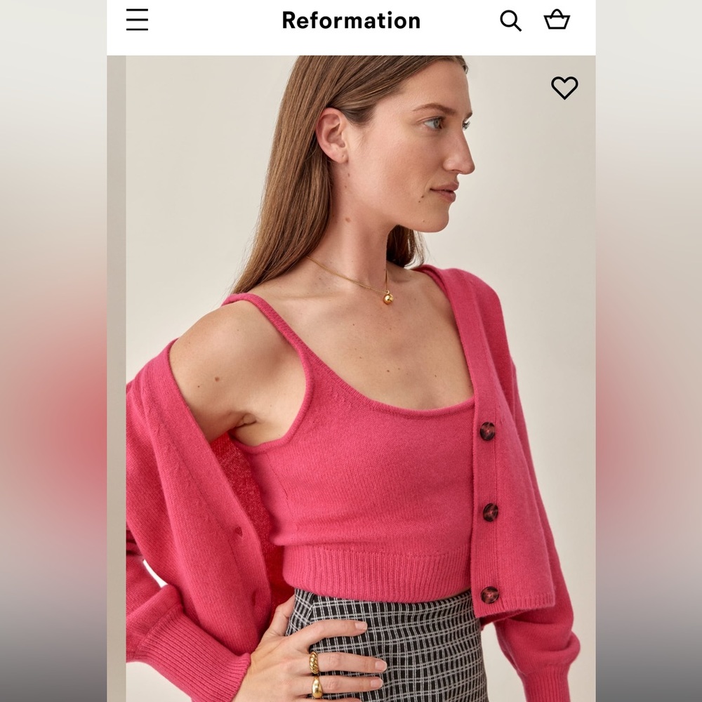 Reformation Varenne Cashmere Tank And Cardi Set
